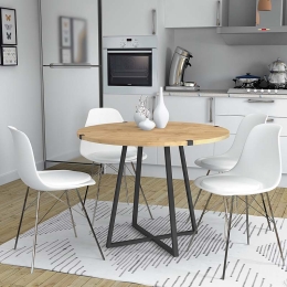 ΤΡΑΠΕΖΙ RUBES MEGAPAP ΧΡΩΜΑ ΦΥΣΙΚΟ ΟΞΙΑΣ - ΑΝΘΡΑΚΙ 120X120X78ΕΚ.