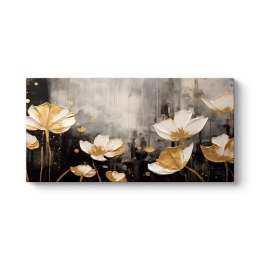 ΠΙΝΑΚΑΣ ΣΕ ΚΑΜΒΑ "GOLD FLOWERS" MEGAPAP ΨΗΦΙΑΚΗΣ ΕΚΤΥΠΩΣΗΣ 80X40X3ΕΚ.