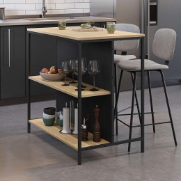 ΤΡΑΠΕΖΙ ΜΠΑΡ DETROIT MEGAPAP ΧΡΩΜΑ SAPPHIRE OAK - SILKY BLACK 100X60X95ΕΚ.
