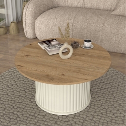 ΤΡΑΠΕΖΑΚΙ ΣΑΛΟΝΙΟΥ BOHEMA MEGAPAP ΧΡΩΜΑ IVORY - SEPET OAK Ø85X43,2ΕΚ.