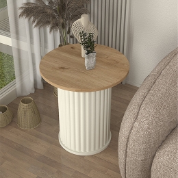 ΤΡΑΠΕΖΑΚΙ ΒΟΗΘΗΤΙΚΟ BOHEMA MEGAPAP ΧΡΩΜΑ IVORY - SEPET OAK Ø50X53,2ΕΚ.