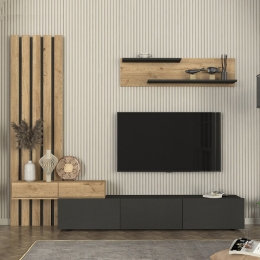 ΣΥΝΘΕΣΗ ΤΗΛΕΟΡΑΣΗΣ ROSALINE MEGAPAP ΧΡΩΜΑ ΑΝΘΡΑΚΙ - SEPET OAK 233X31,3X196,8ΕΚ.