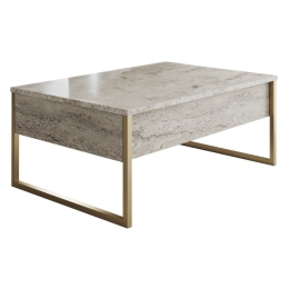 ΤΡΑΠΕΖΑΚΙ ΣΑΛΟΝΙΟΥ LUXE MEGAPAP ΧΡΩΜΑ TRAVERTINE - ΧΡΥΣΟ 90X60X40ΕΚ.