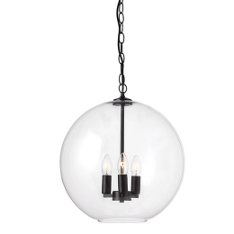 Φωτιστικό Οροφής Τρίφωτο OD90513P Black Μέταλλο,Γυαλί