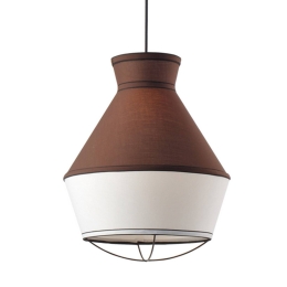 Φωτιστικό Οροφής V371961PB Brown Μέταλλο,Ύφασμα