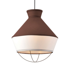 Φωτιστικό Οροφής V371963PB Brown Μέταλλο,Ύφασμα