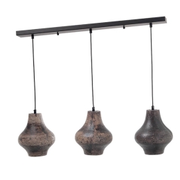 Φωτιστικό Οροφής 3Φ Από Πηλό Σε Ράγα V372643PRB Dark Brown Πηλός