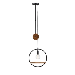 Φωτιστικό Οροφής Μονόφωτο Με Ξύλο DCR1760135P Black Μέταλλο,Ξύλο