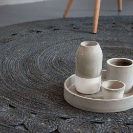 Χαλί Στρογγυλό - Makrame Dark Grey Nima 150Χ150