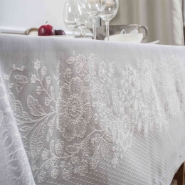 Τραπεζομάντηλο Lace 03 Grey Teoran 160X230cm Βαμβάκι-Πολυέστερ