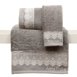 Πετσέτα Σετ Με Κορδέλα 3τμχ Des. Karla 4.Grey Anna Riska Σετ Πετσέτες 100% Βαμβάκι