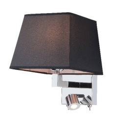 Φωτιστικό Τοίχου - Απλίκα H-26 B Chrome - Black Μέταλλο,Ύφασμα