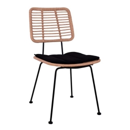 Καρέκλα Μεταλλική Με Μαξιλάρι Και Μπεζ Wicker HM5454