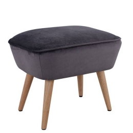 Σκαμπό Υποπόδιο Emilie HM8393.01 52x36x41cm Βελούδινο Grey Ξύλο,Ύφασμα