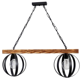 Φωτιστικό Οροφής  Lama Raga 2/L Chain 34-0069 Black Μέταλλο,Ξύλο