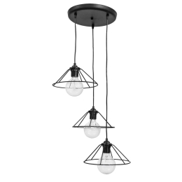Φωτιστικό Οροφής Κρεμαστό Fun-350 Pendel 3/L 34-0076 Black Μέταλλο,Πλαστικό
