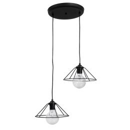 Φωτιστικό Οροφής Κρεμαστό Fun-350 Pendel 2/L 34-0077 Black Μέταλλο,Πλαστικό