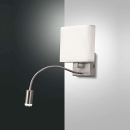 Φωτιστικό Τοίχου - Απλίκα Led Vietri 3432-24-178 Nickel With Flex Fabas Luce Μέταλλο,Ύφασμα