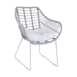 Πολυθρόνα Μεταλλική HM5300.02 Με Wicker Grey - White