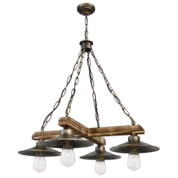 Φωτιστικό Οροφής R-150Cross 4/L Chain Bronze 30-0053 Heronia Μέταλλο,Ξύλο
