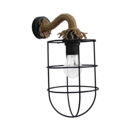 Φωτιστικό Τοίχου - Απλίκα Fun-40/ΑΡ Rope-S- UT-Black 31-1007 Heronia Σχοινί,Μέταλλο