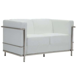 Καναπές Genova Ε947,21 Inox & Pu White Ξύλο,Ύφασμα