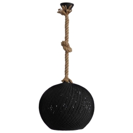 Φωτιστικό Οροφής Silk-02 Φ35 Rope 1/L Ε/27 31-1152 Black-Brown Heronia Σχοινί
