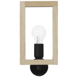 Φωτιστικό Τοίχου-Απλίκα Sam 31-1261 30x15x13cm E27 Natural-Black Heronia Μέταλλο,Ξύλο