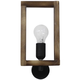 Φωτιστικό Τοίχου-Απλίκα Sam 31-1262 30x15x13cm E27 Brown-Black Heronia Μέταλλο,Ξύλο