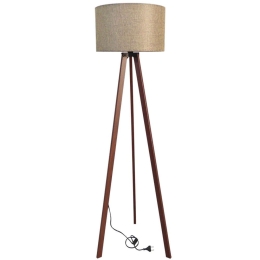 Φωτιστικό Δαπέδου 09-0127 FLW-02 Με Αμπαζούρ H154XΦ40cm Beige-Brown Heronia Ξύλο