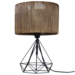 Φωτιστικό Επιτραπέζιο 34-0284 DM-01 Kyoto H48XΦ30cm Brown Heronia Μέταλλο,Bamboo