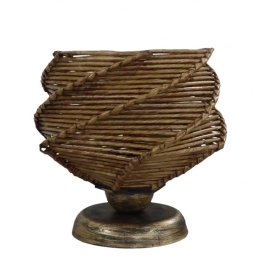 Φωτιστικό Επιτραπέζιο 09-0108 TL-07 Osaka Ε27 H22XΦ25cm Bronze-Brown Heronia Μέταλλο,Bamboo