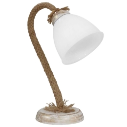 Φωτιστικό Επιτραπέζιο 09-0095 SP-21/Ovo Rope Κούρμπα Ε27 H34,5X26X14cm White-Gold Heronia Σχοινί,Μέταλλο