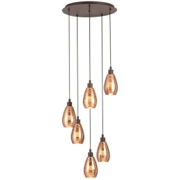 Φωτιστικό Οροφής 39508 Siracusa E27/6 Bronze-Brown Eglo Μέταλλο,Γυαλί