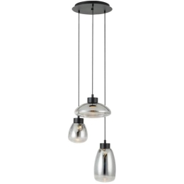 Φωτιστικό Οροφής 39784 Sarnarra Led/3 Black-Clear Eglo Μέταλλο,Γυαλί