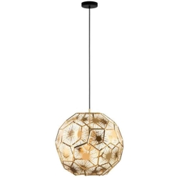 Φωτιστικό Οροφής 39756 Skoura E27/1 Ø500 Black-Brass Eglo Μέταλλο,Γυαλί