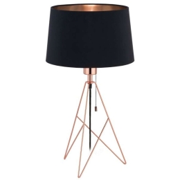 Φωτιστικό Επιτραπέζιο 39178 Camporale E27/1 Black-Bronze Eglo Μέταλλο,Ύφασμα