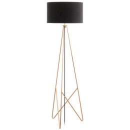 Φωτιστικό Δαπέδου 39229 Camporale E27/1 Black-Bronze Eglo Ατσάλι,Ύφασμα