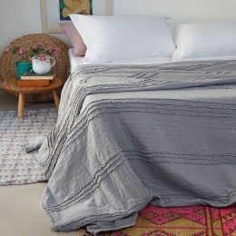 Κουβερλί Reina Stonewashed Grey Melinen Υπέρδιπλο 200x240cm Πολυέστερ