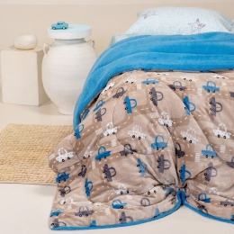 Κουβερτοπάπλωμα Παιδικό Cars Beige-Blue Melinen Μονό 160x220cm Πολυέστερ