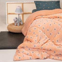 Κουβερτοπάπλωμα Παιδικό Mini Stars Girl Coral Melinen Μονό 160x220cm Πολυέστερ