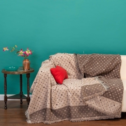 Ριχτάρι Dots Beige Melinen Διθέσιο 180x250cm Βαμβάκι-Πολυέστερ