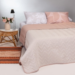 Κουβερλί Flavio Διπλής Όψης Ecru-Rose Melinen Υπέρδιπλο 220x240cm Πολυέστερ