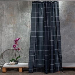 Κουρτίνα Μπάνιου Check Black Melinen 180Πx200Υ 180x200cm Πολυέστερ