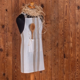 Ποδιά Κουζίνας Pepper Stripe Mocca Melinen 60x75cm 100% Βαμβάκι