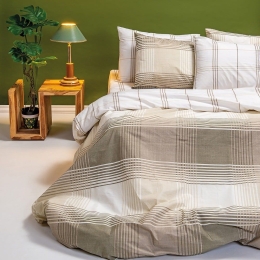 Σεντόνια Torino Με Λάστιχο (Σετ 4τμχ) Khaki Melinen King Size 180x232cm Βαμβάκι-Πολυέστερ