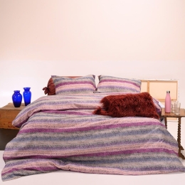 Σεντόνια Φανελένια Sou (Σετ 4τμχ) Plum Melinen Διπλό 205x260cm 100% Βαμβακερή Φανέλα