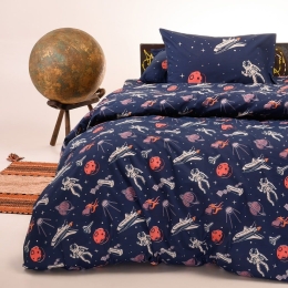 Παπλωματοθήκη Παιδική Planet Blue Melinen Μονό 165x245cm 100% Βαμβάκι