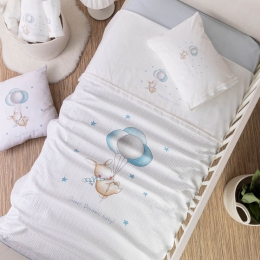 Borea Κουβέρτα Πικέ Κούνιας Sweet Dreams Baby Λευκό-Σιέλ 110 x 140 cm Λευκό-Σιέλ