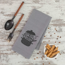 Borea Ποτηρόπανα Κουζίνας Waffle Digital Print 50 x 70 cm Γκρι